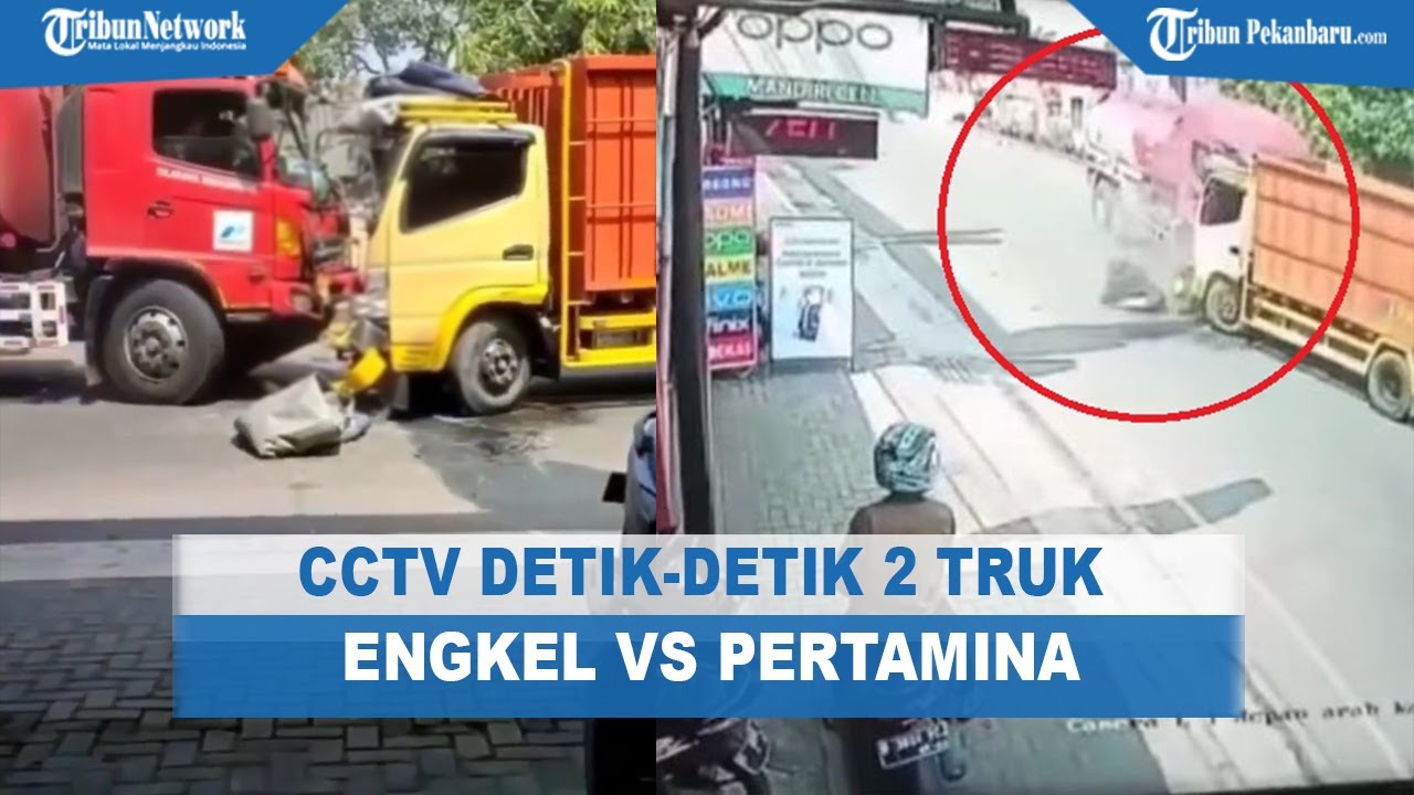 CCTV Detik-detik Kecelakaan Truk Engkel dan Truk Pertamina 'Adu Banteng' di Cianjur