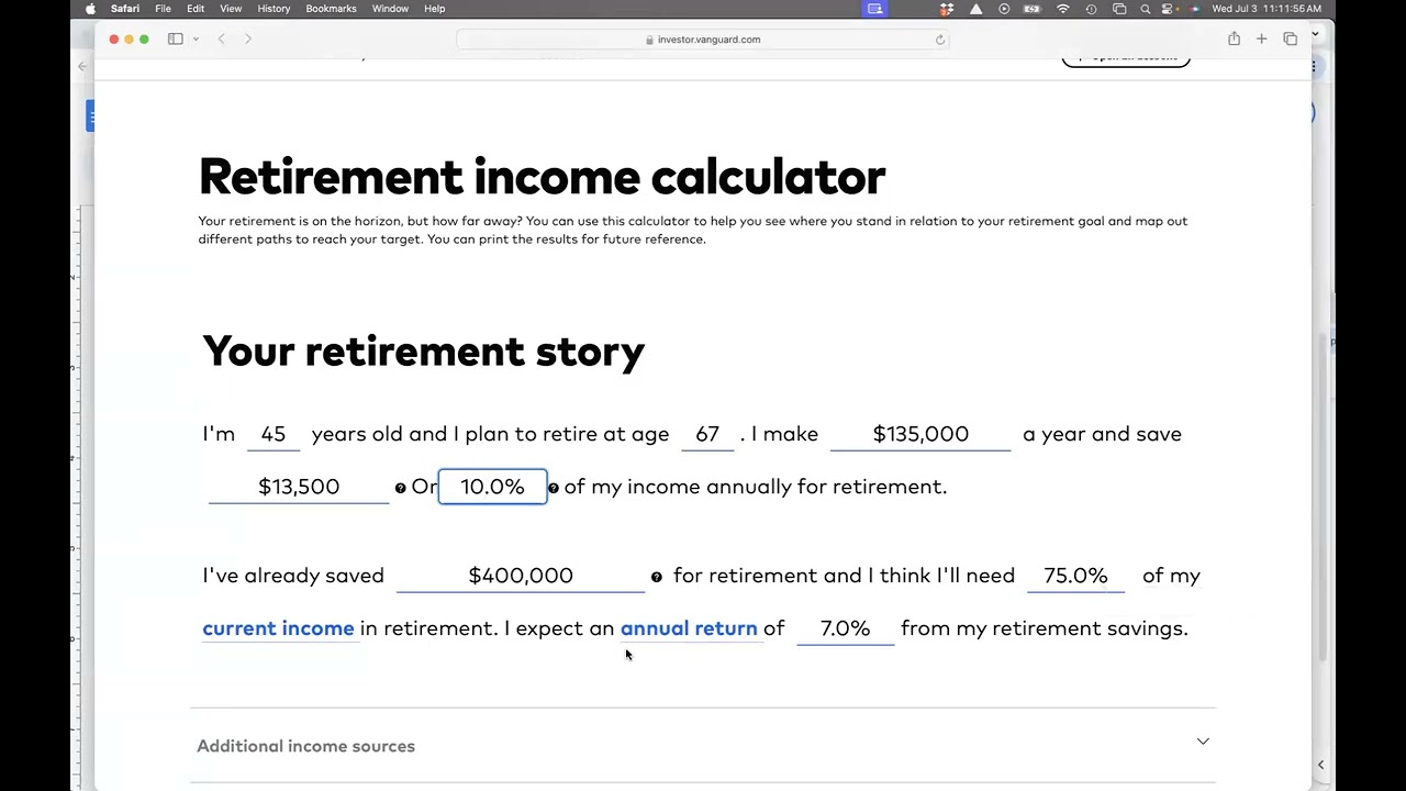Vanguard Retirement Calculator