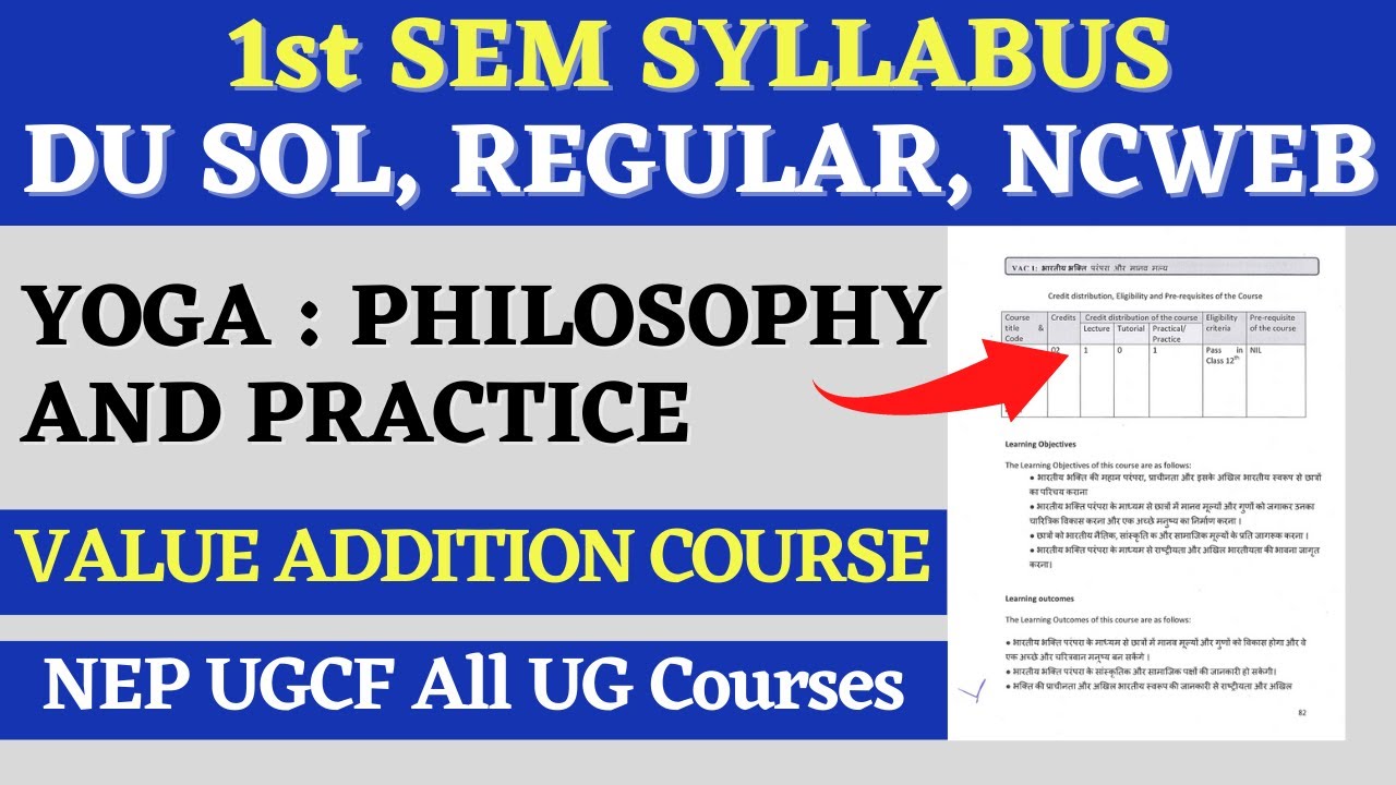Syllabus of Yoga Philosophy and Practice 1st Semester VAC UGCF