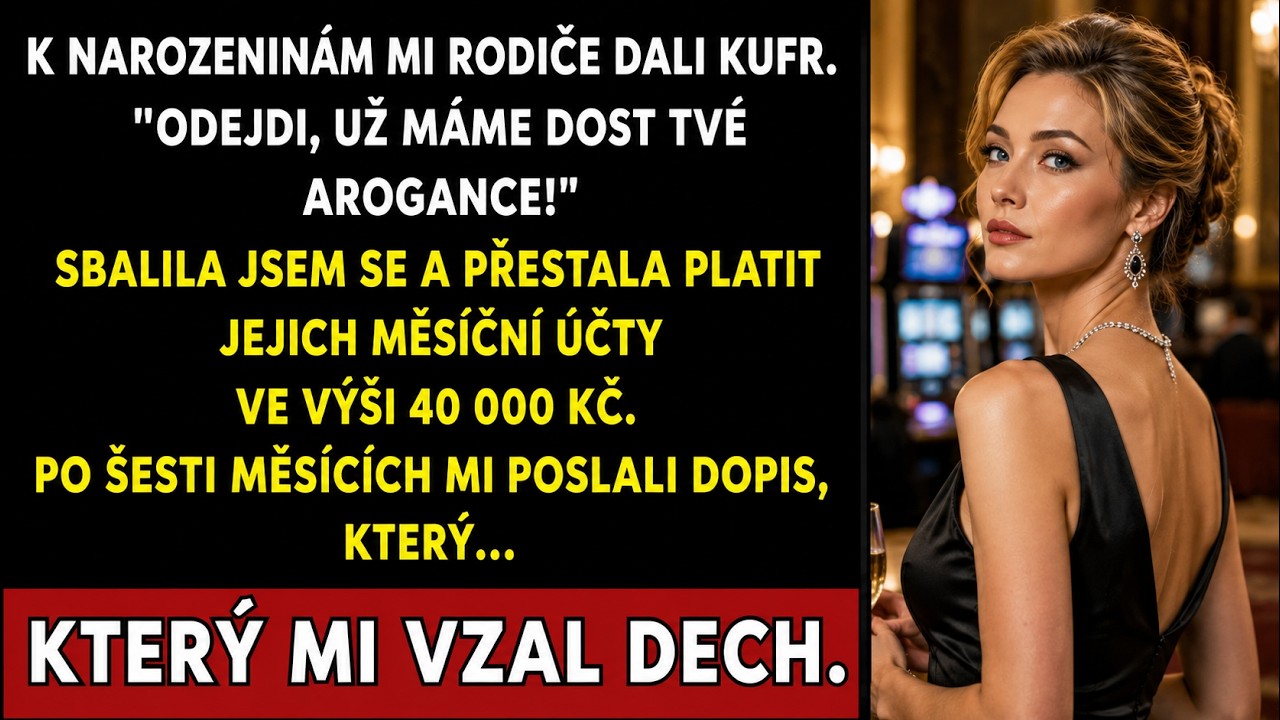 Na moje 23. narozeniny mi rodina dala kufr. Ne jako dárek na dovolenou – jako vzkaz, že mám zmizet. Dva roky jsem jim posílala 25 000 korun měsíčně, abych zachránila dům, zatímco oni mi lhali, že...