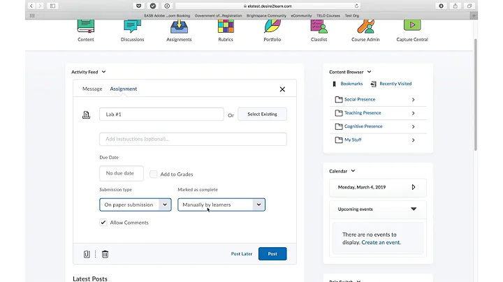 Creating an Assignment in Activity Feed