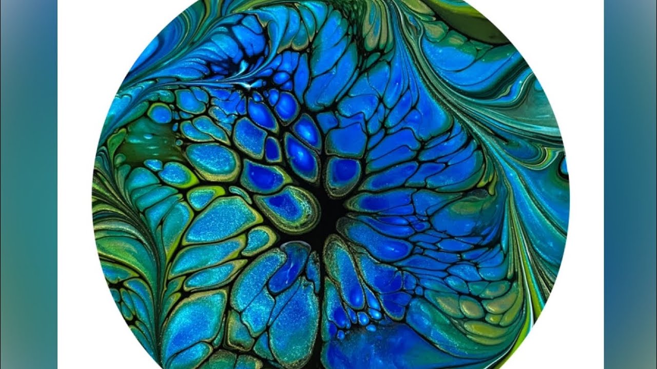 (1495) Magical Blue and Green Together, Bloom Technique, Acrylic Paint ...