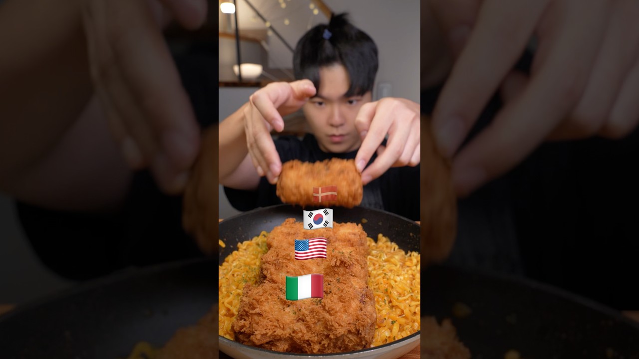 강력한 까르보불닭❤️🔥Carbo buldak with cheese katsu #먹방 #asmr #mukbang #food #eating #noodle #buldak
