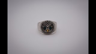 Oxidized Silver Owl Ring With 24K D Beak