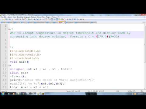 C Program To Convert temperature from Fahrenheit to Celsius | Hindi
