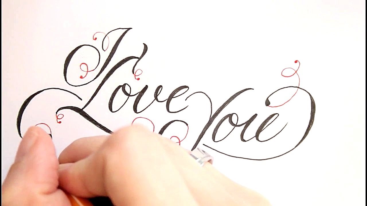 how to write cursive fancy letters - I love you - easy version