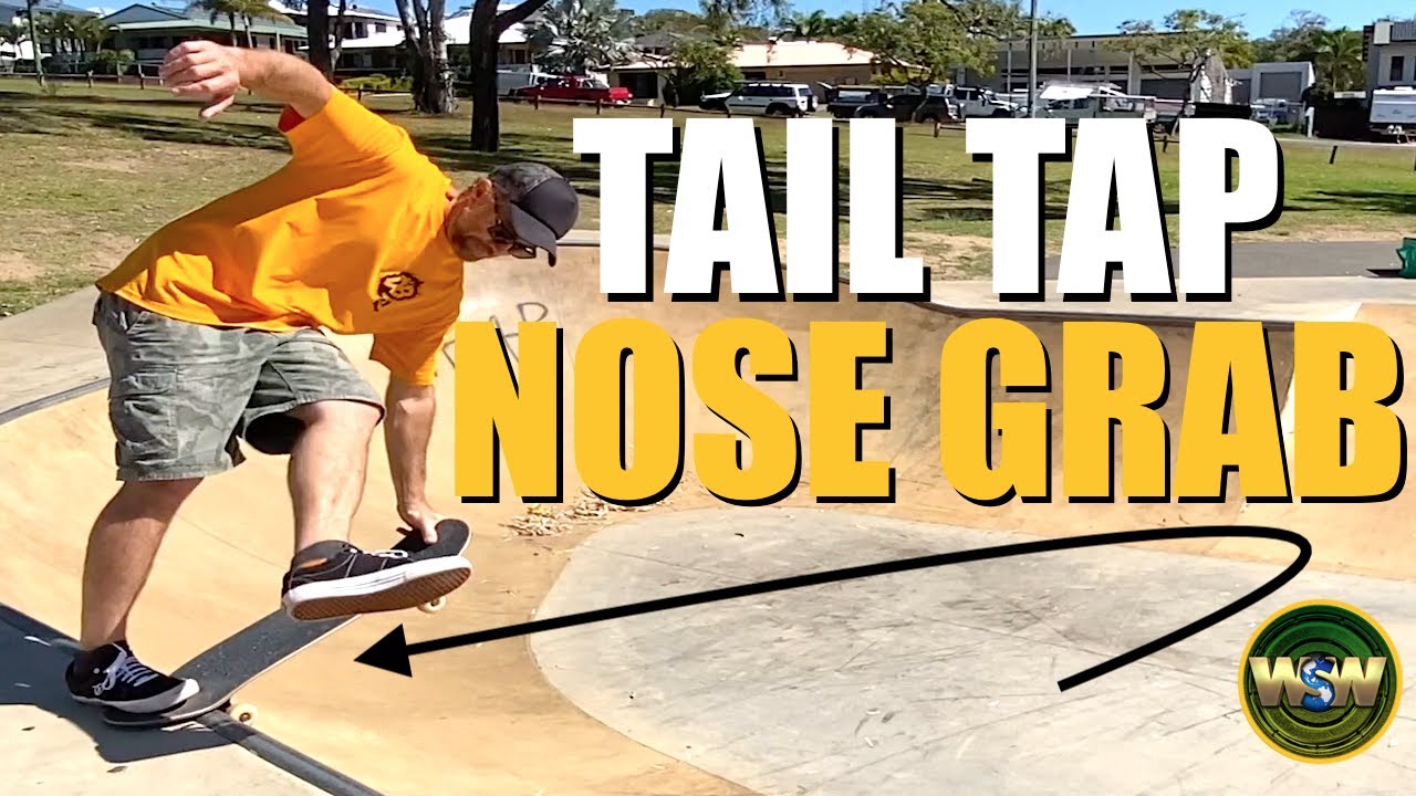 How to Tail tap nose grab - (Skateboarding tutorial) - YouTube