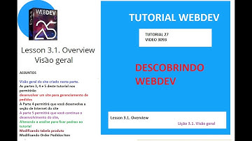 DICAS 3093 WEBDEV TUTORIAL 27 Lesson 3 1  Overview VISAO GERAL