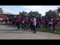Students at Montclair high School do the Cupid's Shuffle to warm up before the walkathon #fundraiser