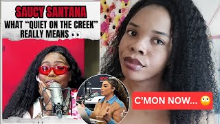 Saucy Santana explains Quiet On the Creek to radio host and clearly thinks women are slow