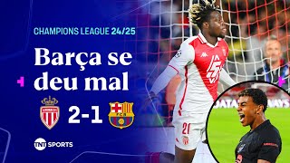 Thumbnail for PRIMEIRO GOL DE YAMAL NA CHAMPIONS É OFUSCADO POR DERROTA E EXPULSÃO DO BARÇA | MONACO 2X1 BARCELONA