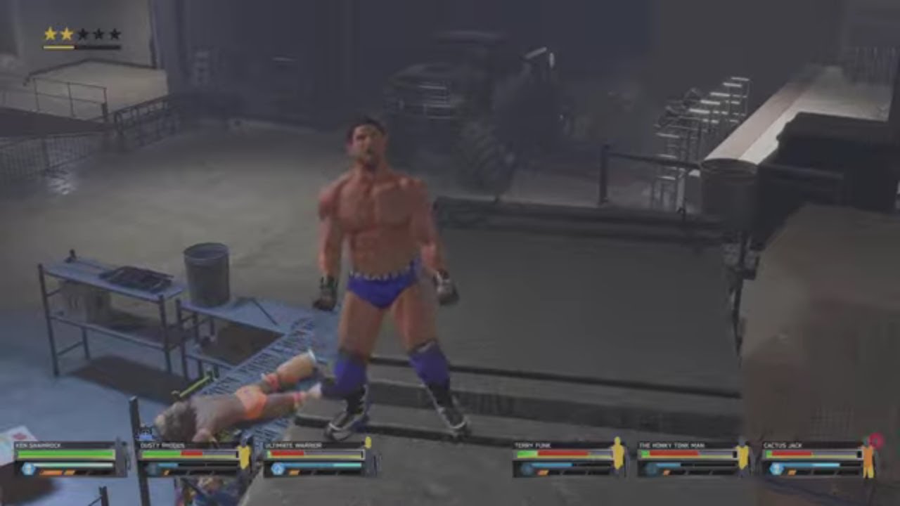 WWE 2K25 Ken VS Dusty, Warrior, Honky, Terry, Cactus 6-Way Backstage Brawl