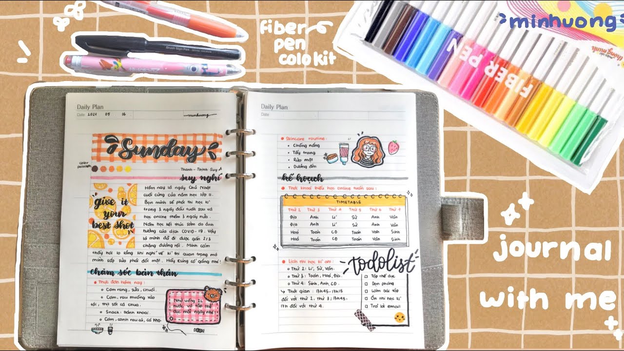 Ý tưởng trang trí sổ với bộ bút Fiber Pen Colokit 20... - youtube