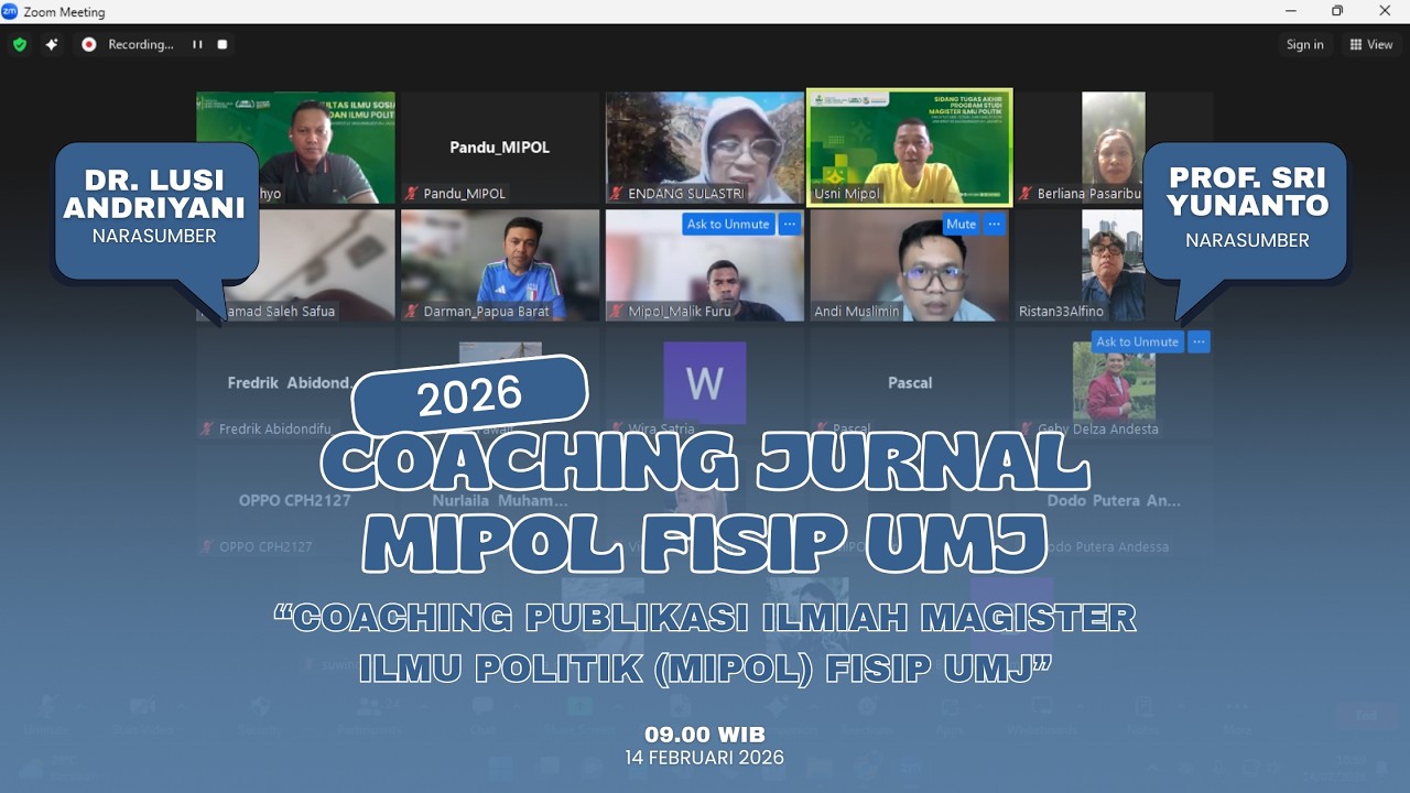 Coaching Publikasi Ilmiah MIPOL FISIP UMJ | Kupas Tuntas Strategi Tembus Jurnal