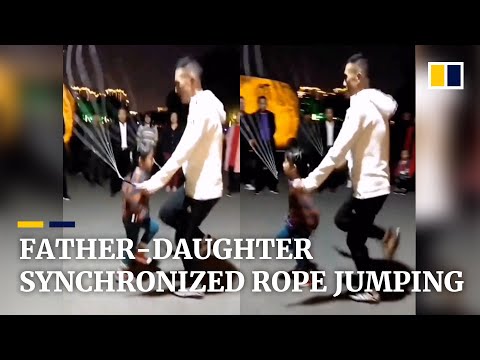 Father jumps rope in sync with daughter in China