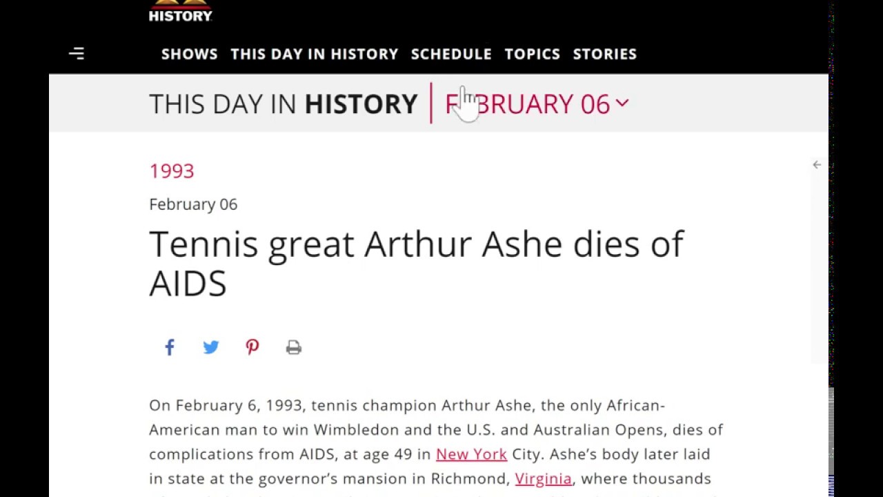 Arthur Ashe Tennis Great Dies Of AIDS YouTube Arthur ashe tennis great dies of aids youtube