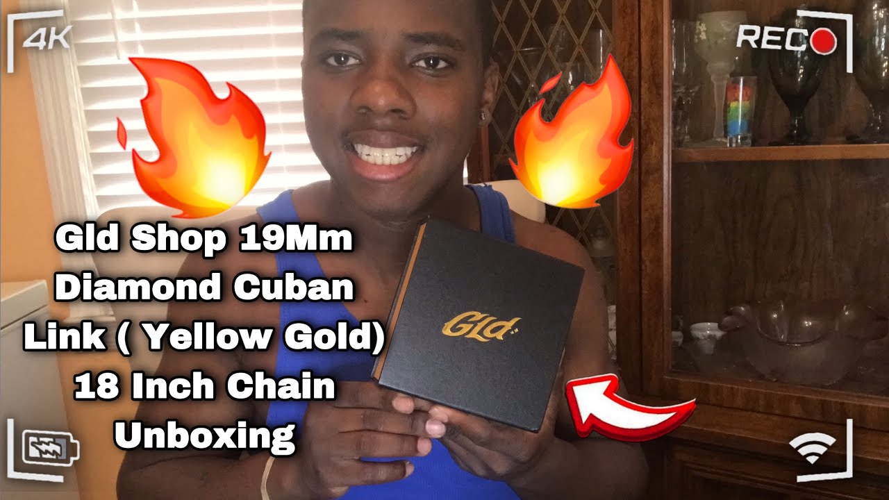 Gld Shop 19mm Diamond Cuban Link ( Yellow Gold) 18 inch Chain Unboxing🔥