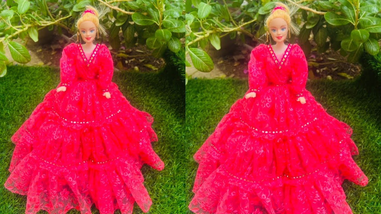 नेट के कपड़े से बनाए नए डिजाइन की गुड़िया, #dolldress #knittercrafteryogita #doll