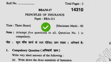 2017 Kuk BBA 6th Sem Principles of Insurance Question Paper