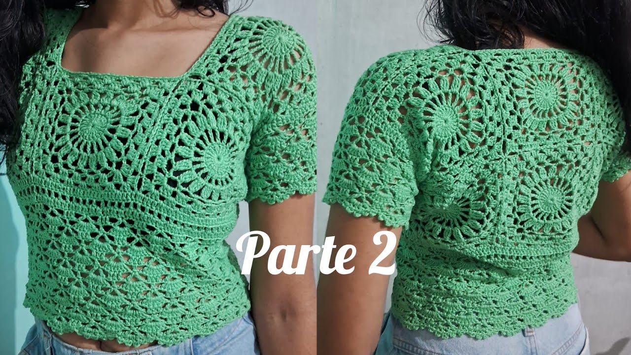 Passo a passo blusa de square em crochê (parte 2) - YouTube