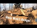 Moving Large Rocks with Wedges and Log Winch for Trail Build - John Deere 755