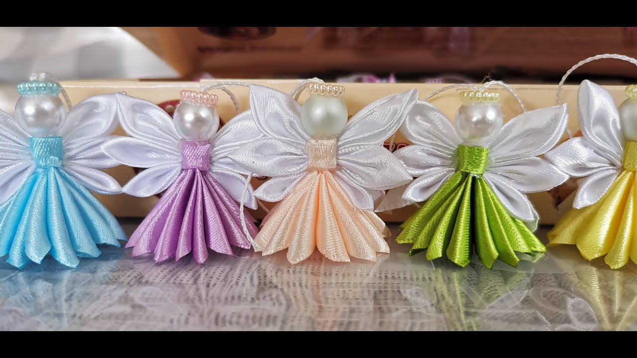 DIY / Christmas angel / Satin ribbon angel / Kanzashi christmas angel ...