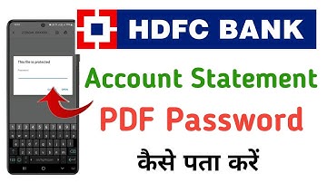 How To Open Hdfc Account Statement Pdf Password || How To Get Hdfc Email Statement Pdf Password.