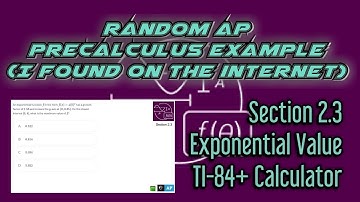 AP Precalculus Section 2.3 Example: TI-84+ Calculator to Find a Maximum Value of an Exponential