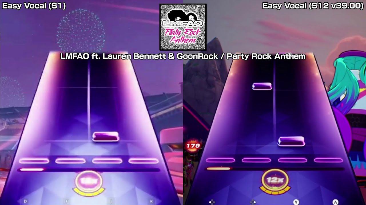 (v39.00) Jam Track Comparison - Party Rock Anthem - Easy Vocal (Fortnite Festival)
