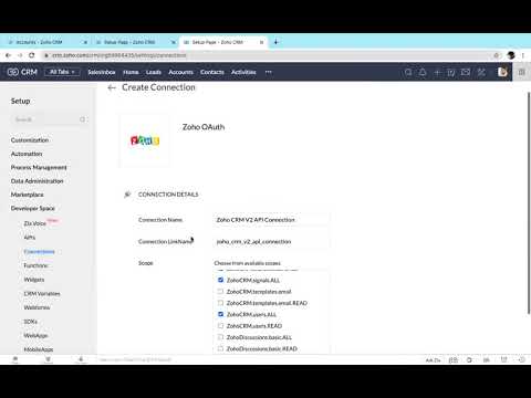 How to Create Connections Zoho CRM