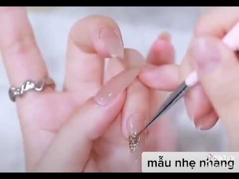 Nail Màu Thạch - Mẫu nails nhẹ nhàng , Sơn thạch ,  vẽ nhũ , nails cô dâu