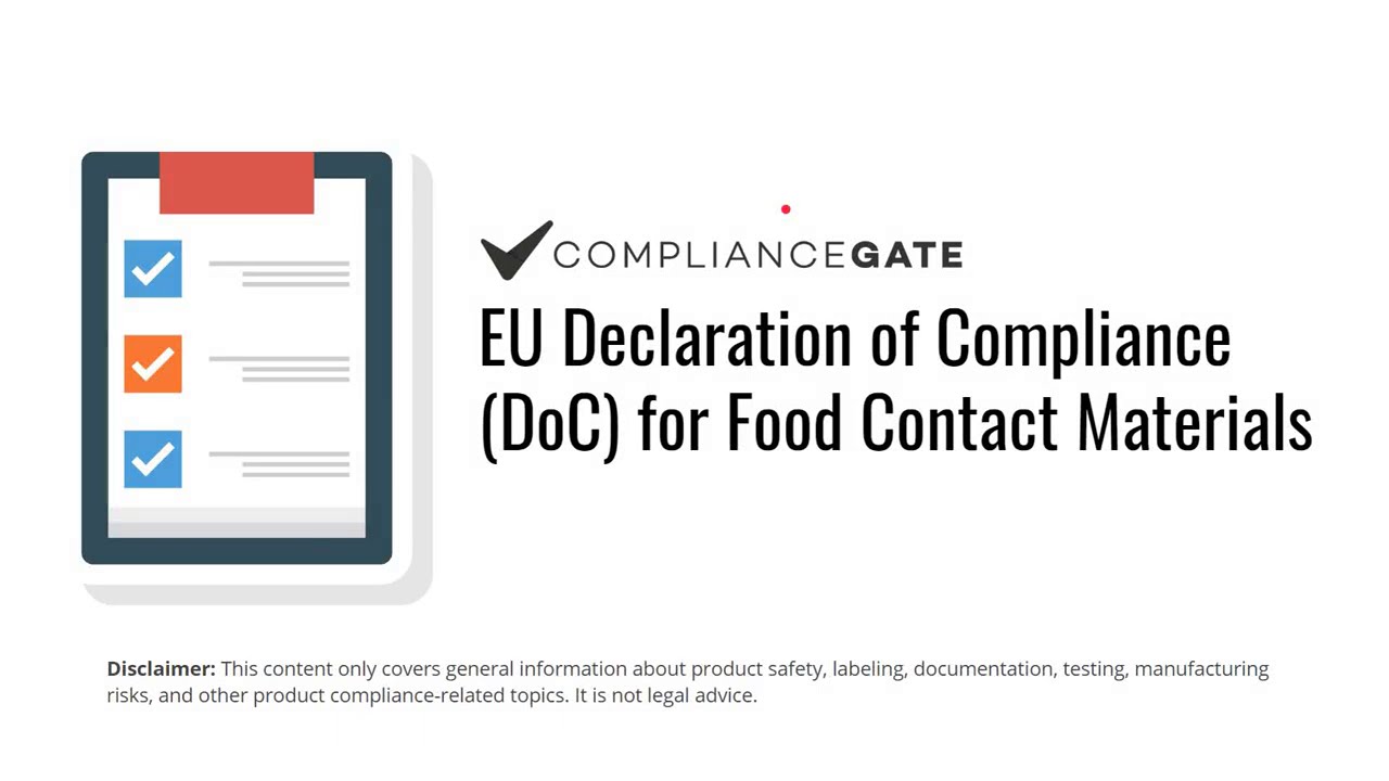 EU Declaration Of Compliance DoC For Food Contact Materials YouTube