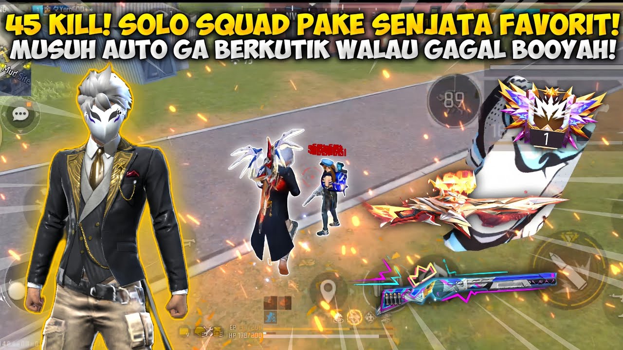 45 KILL! SOLO SQUAD PAKE SENJATA FAVORIT! MUSUH GA BERKUTIK WALAUPUN GAGAL BOOYAH🗿! 