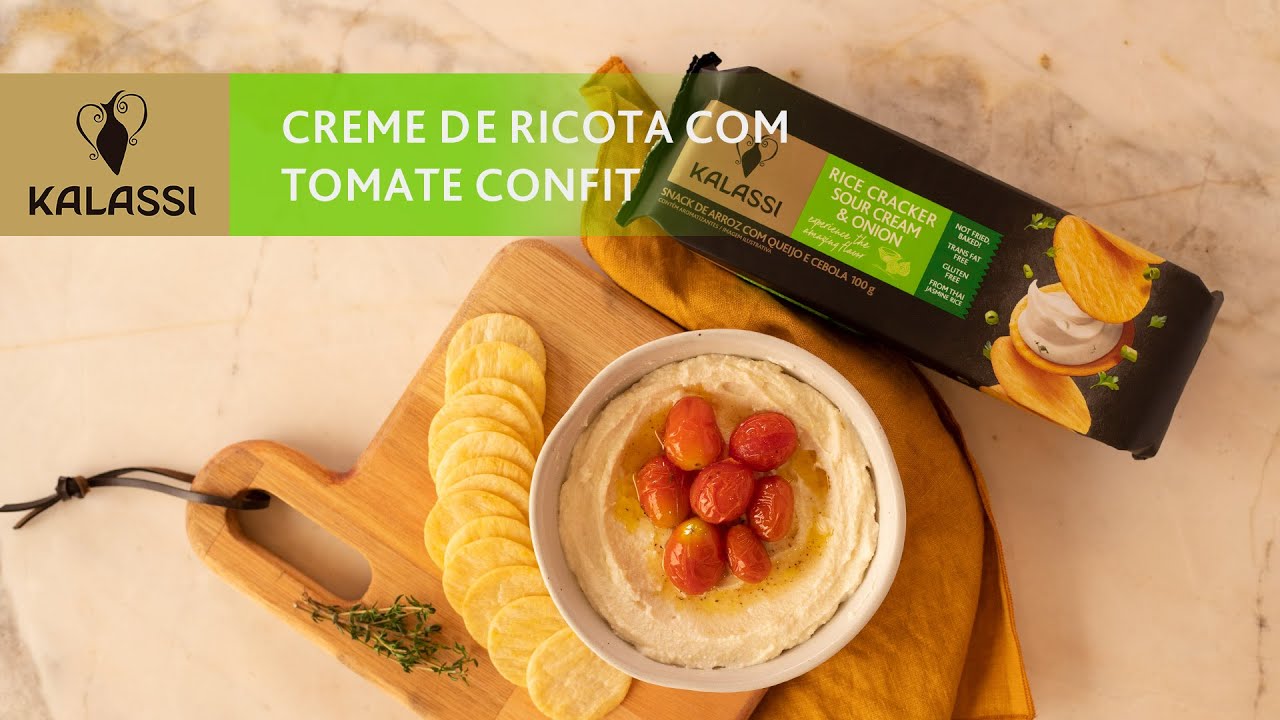 Creme de Ricota com Tomate Confit e Rice Cracker Sour Cream & Onion ...