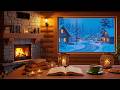Relaxing Winter Jazz Music ❄️ Cozy Coffee Shop Ambience with a Warm Fireplace