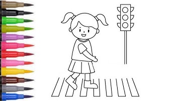 How to Draw a Girl Traffic Light🚦 Easy Step by Step