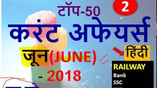 JUNE 2018 Current Affairs in Hindi | Important Current Affairs 2018 |Latest Current Affairs Quiz