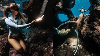 Raw POV Freediving Tunnels in Hawai i with Britt