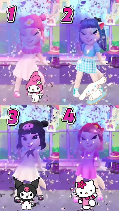 My Melody vs Cinnamonroll vs Kuromi vs Hello Kitty cosplay my talking angela 2 #sanriocharacters