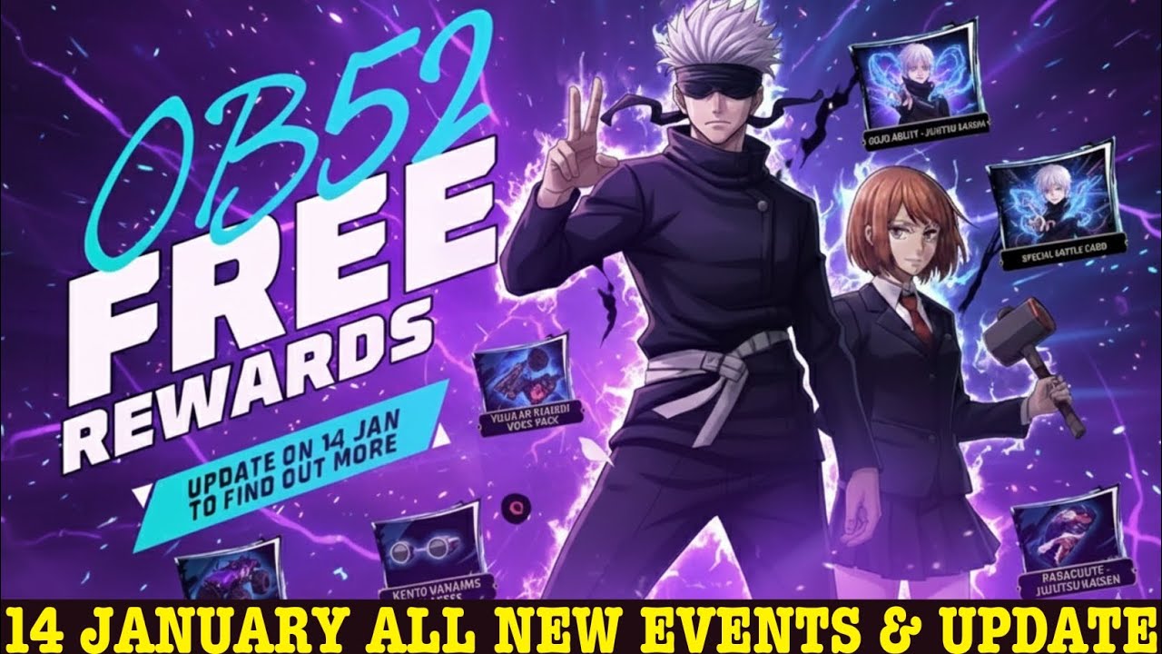 14 January Free Fire New Event After Ob52 Update Free Rewards | New Update Changes FF