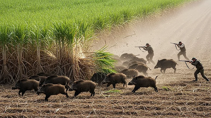 100 Giant Wild Boar Shooting Footage! Chasing Wild Boar in the Field, Deal with Invasive Wild Boars
