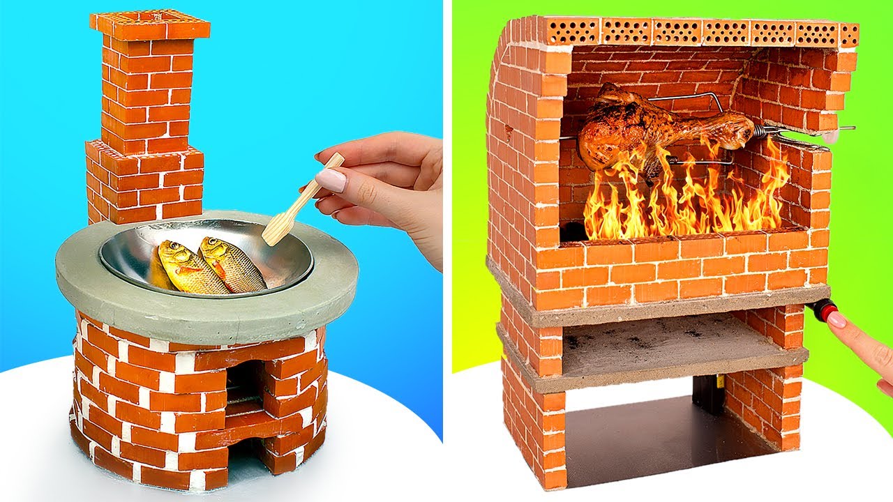 ⁣Miniartesanatos Para Minialimentos || Fogão e Forno DIY Feitos De Minitijolos