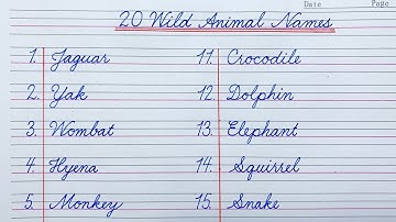 20 Wild Animal Names in Cursive Handwriting | Cursive Handwriting practice for beginners