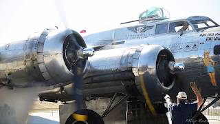 B-17G Flying Fortress Engine Start, Takeoff, Landing - Palm Springs Air Museum