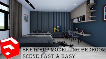 SKETCHUP CHILDREN  BEDROOM INTERIOR DESIGN TUTORIAL  || ADVANCED SKETCHUP FAST AND EASY MODELLING