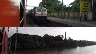 12217 Kerala Sampark Kranti Cruising Through Coastal Kerala N Overtaking MS-MAQ Express At Ferok !!!