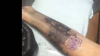rose on forearm time lapse tattoo