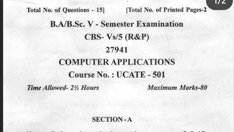B.A/B sc 5th semester computer applications previous years question papers||jammu University.