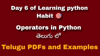Operators in python Telugu 