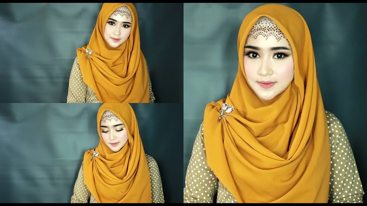Hijab Tutorial Segi Empat Menutup Dada 2019 Tren Kekinian [ Hijab Pesta Acara Resmi ] Youtube